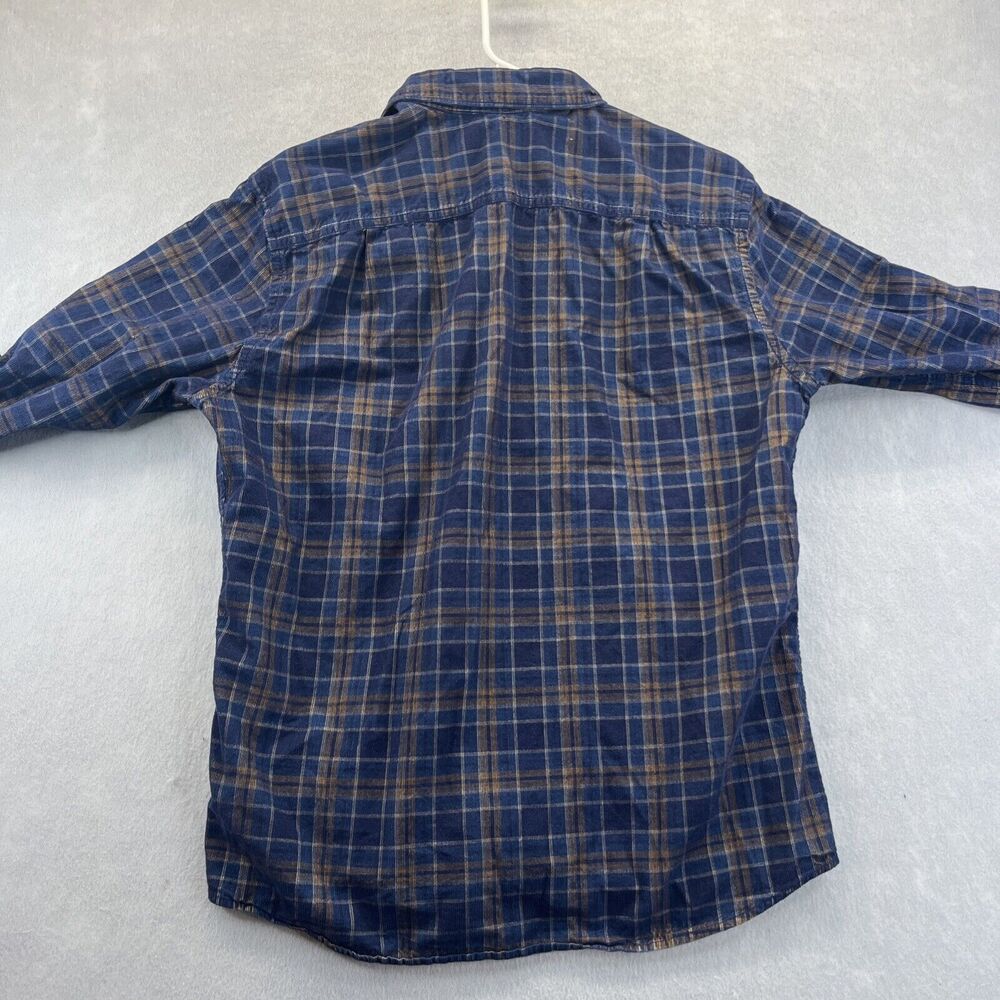 Sonoma Mens Size L Dark Navy Blue Tan Button Down Long Sleeve Corduroy Shirt - Picture 2 of 7